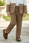 Load image into Gallery viewer, Boys White Paired With Brown 2-Piece Suit
