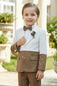 Load image into Gallery viewer, Boys White Paired With Brown 2-Piece Suit

