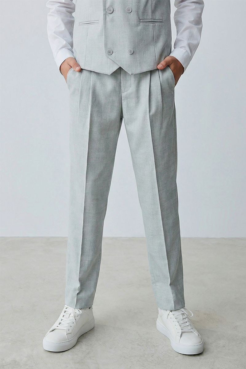 Boys Light Grey Vest and Pants 2-Piece for Weddings