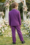 Load image into Gallery viewer, Boys Vibrant Purple 3-Piece Suit for Weddings with Notch Lapel
