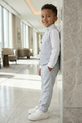 Load image into Gallery viewer, Boys Light Grey Vest and Pants 2-Piece for Weddings and Formal Events
