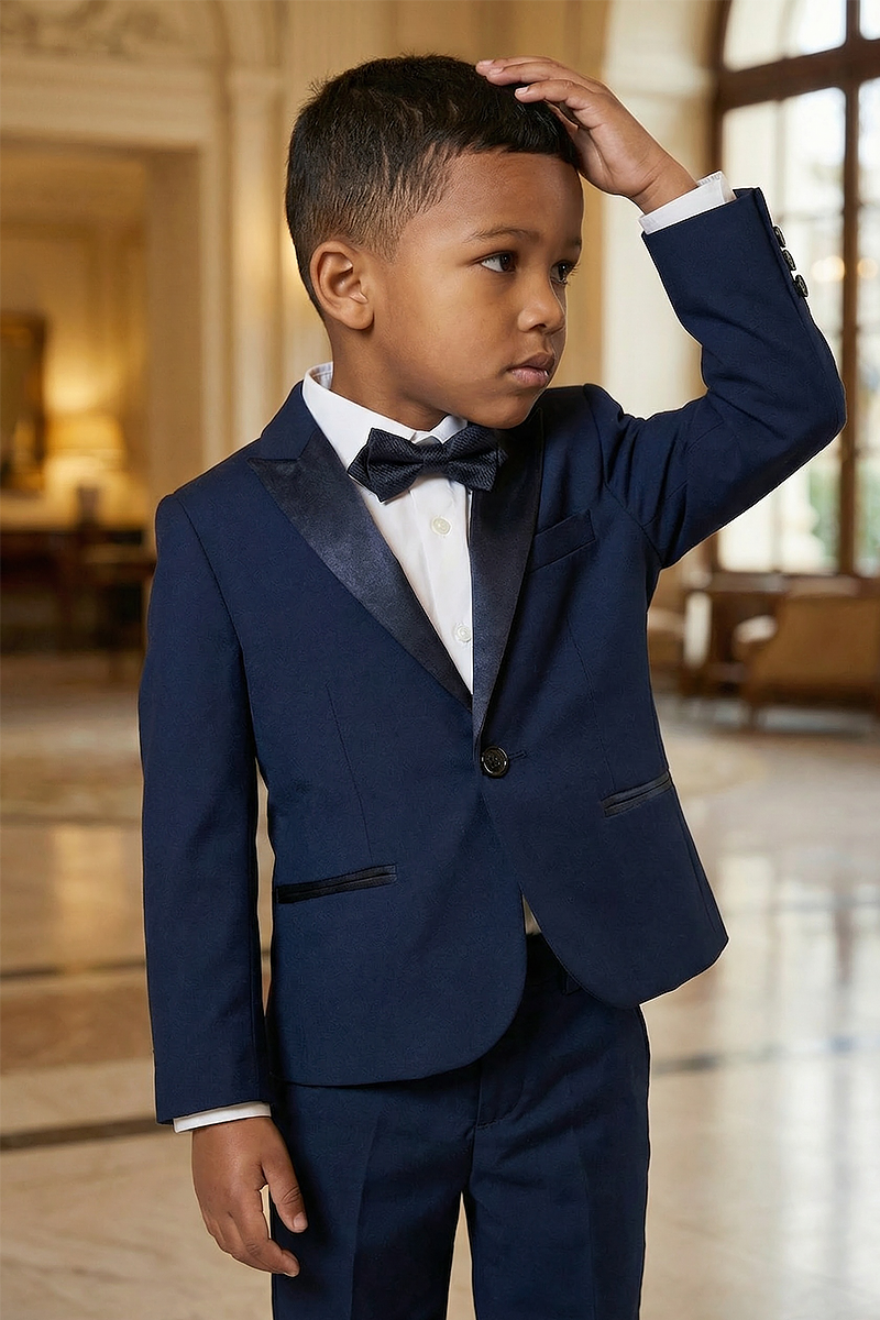 Boys Navy Blue 2-Piece Suit for Formal Events