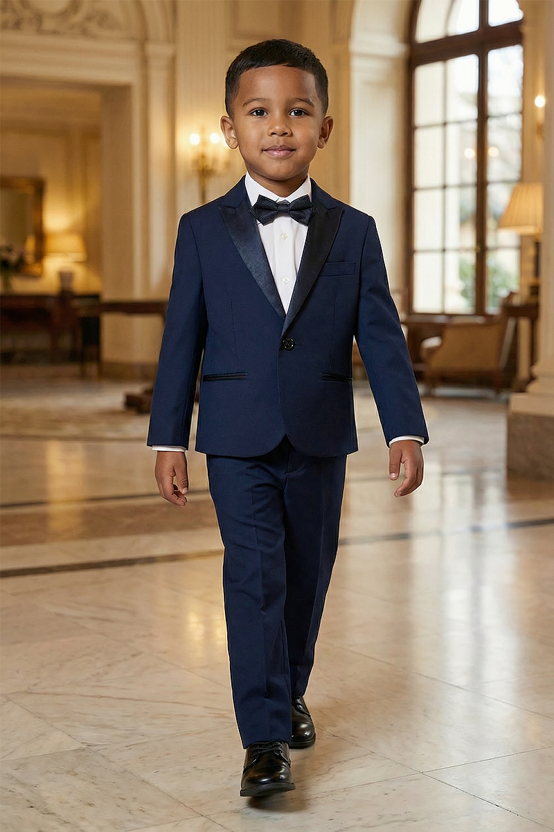 Boys Navy Blue 2-Piece Suit for Formal Events