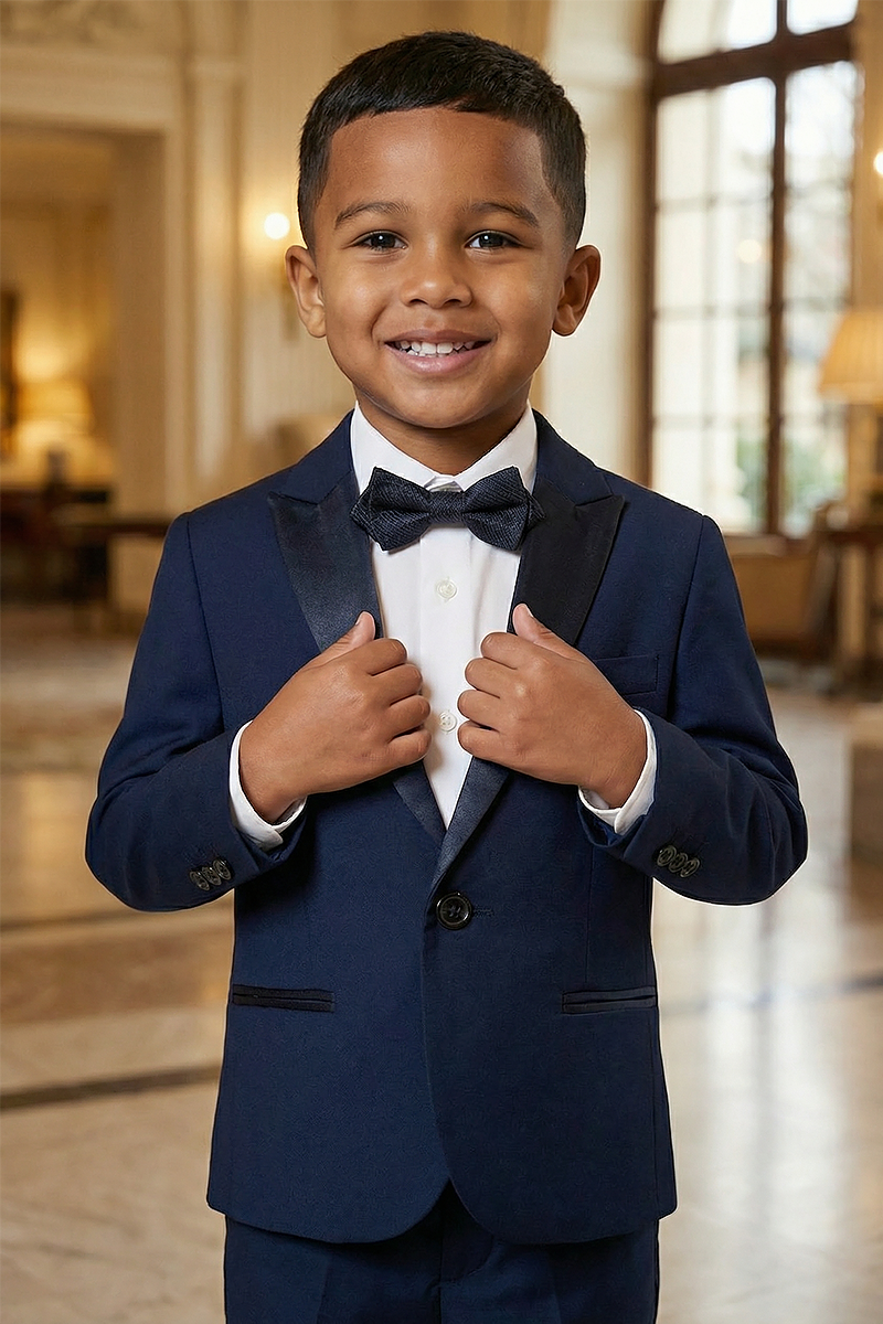 Boys Navy Blue 2-Piece Suit for Formal Events