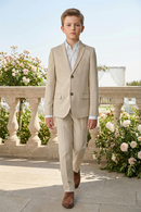 Boys Beige Notch Lapel 2-Piece Suit for Formal Events