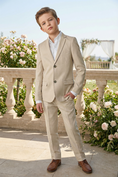 Charger l'image dans la visionneuse de la galerie, Boys Beige Notch Lapel 2-Piece Suit for Formal Events
