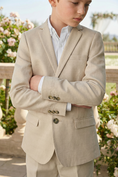 Charger l'image dans la visionneuse de la galerie, Boys Beige Notch Lapel 2-Piece Suit for Formal Events
