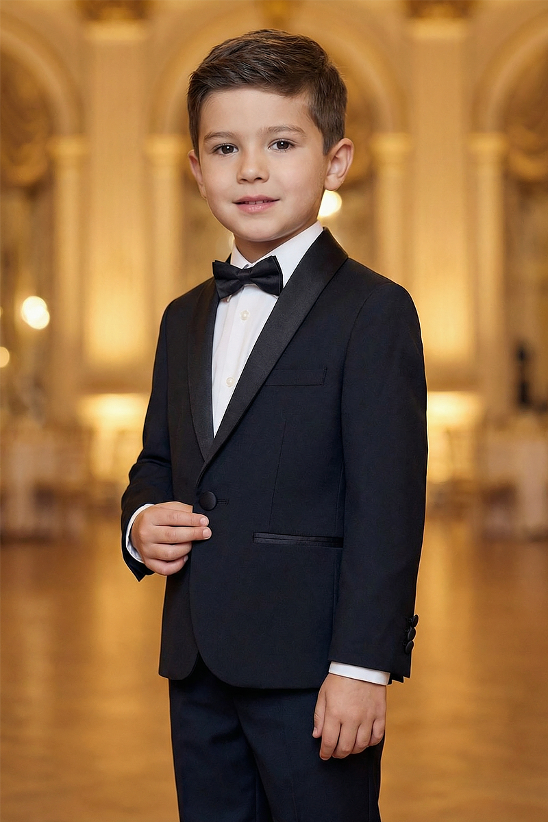 Boys Black 2-Piece Suit for Formal Events
