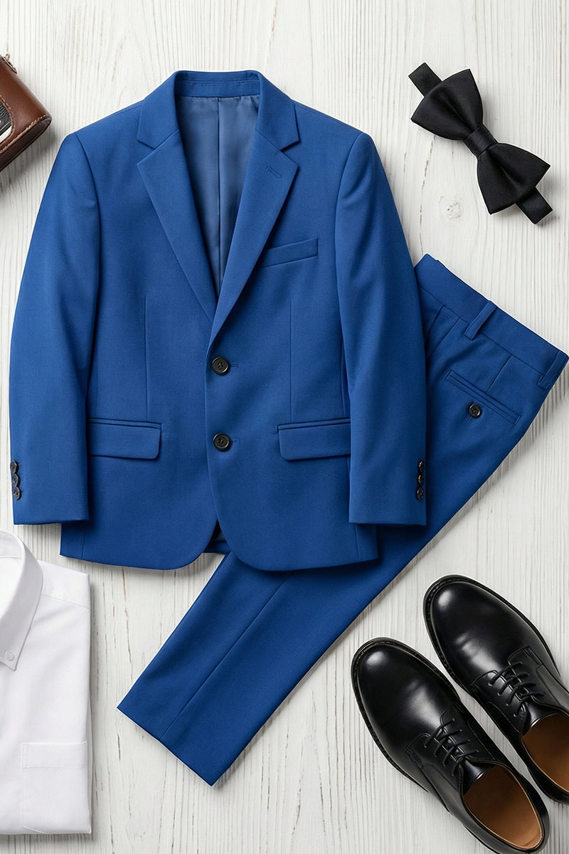 Boys Royal Blue Single-Breasted 2-Piece Suit for Outdoor Events