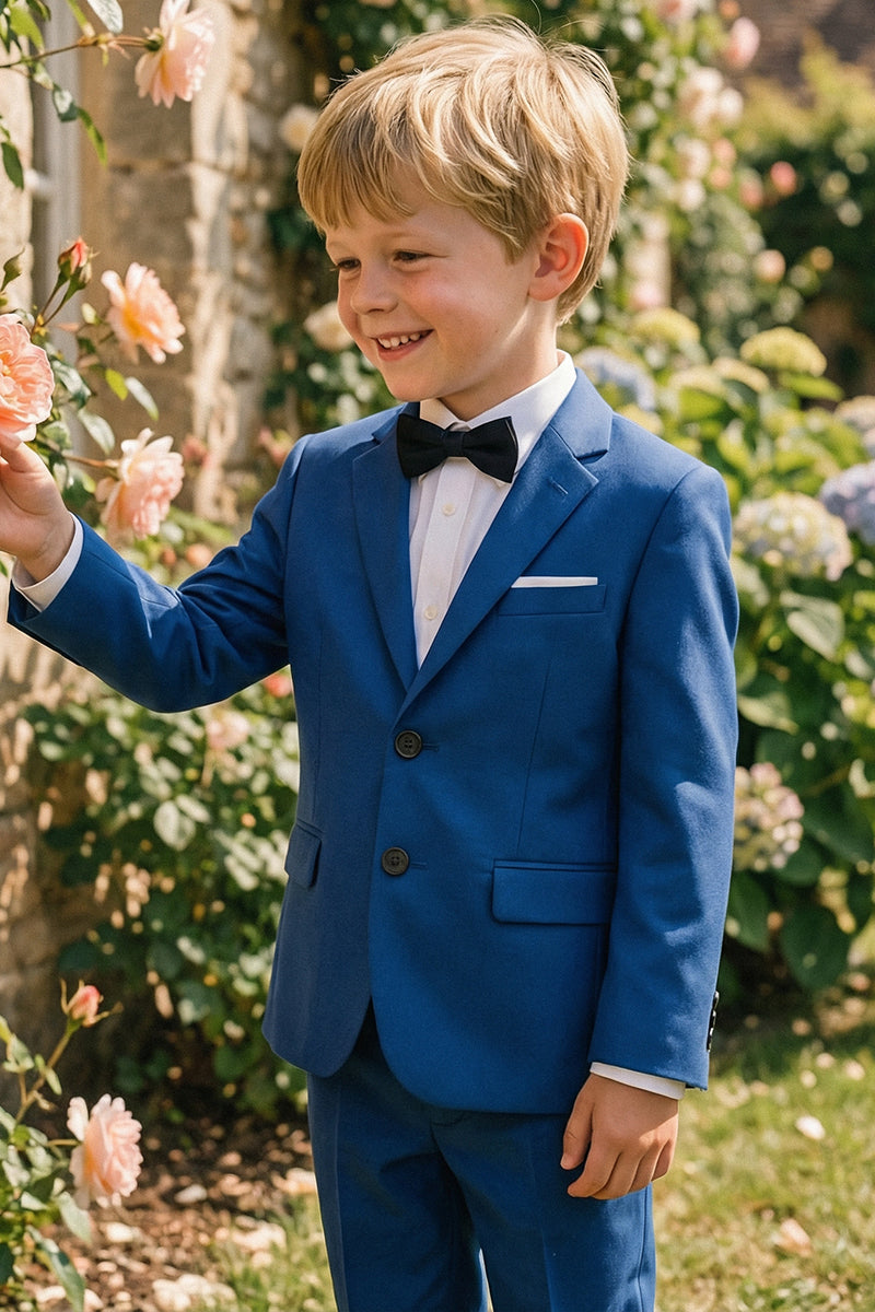Boys Royal Blue Single-Breasted 2-Piece Suit for Outdoor Events