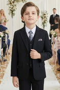 Load image into Gallery viewer, Boys Classic Black 3-Piece Suit for Weddings with Notch Lapel
