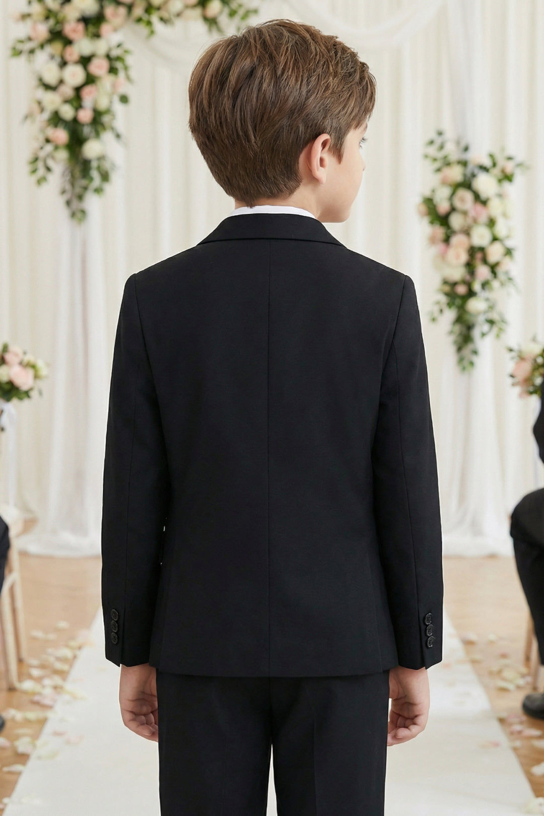 Boys Classic Black 3-Piece Suit for Weddings with Notch Lapel