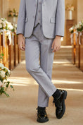 Load image into Gallery viewer, Boys Light Grey 3-Piece Suit for Weddings with Notch Lapel
