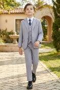 Load image into Gallery viewer, Boys Light Grey 3-Piece Suit for Weddings with Notch Lapel
