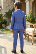 Cargar la imagen en la vista de la galería, Boys Blue Linen-Blend 3-Piece Suit for Villa Weddings
