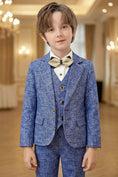 Cargar la imagen en la vista de la galería, Boys Blue Linen-Blend 3-Piece Suit for Villa Weddings

