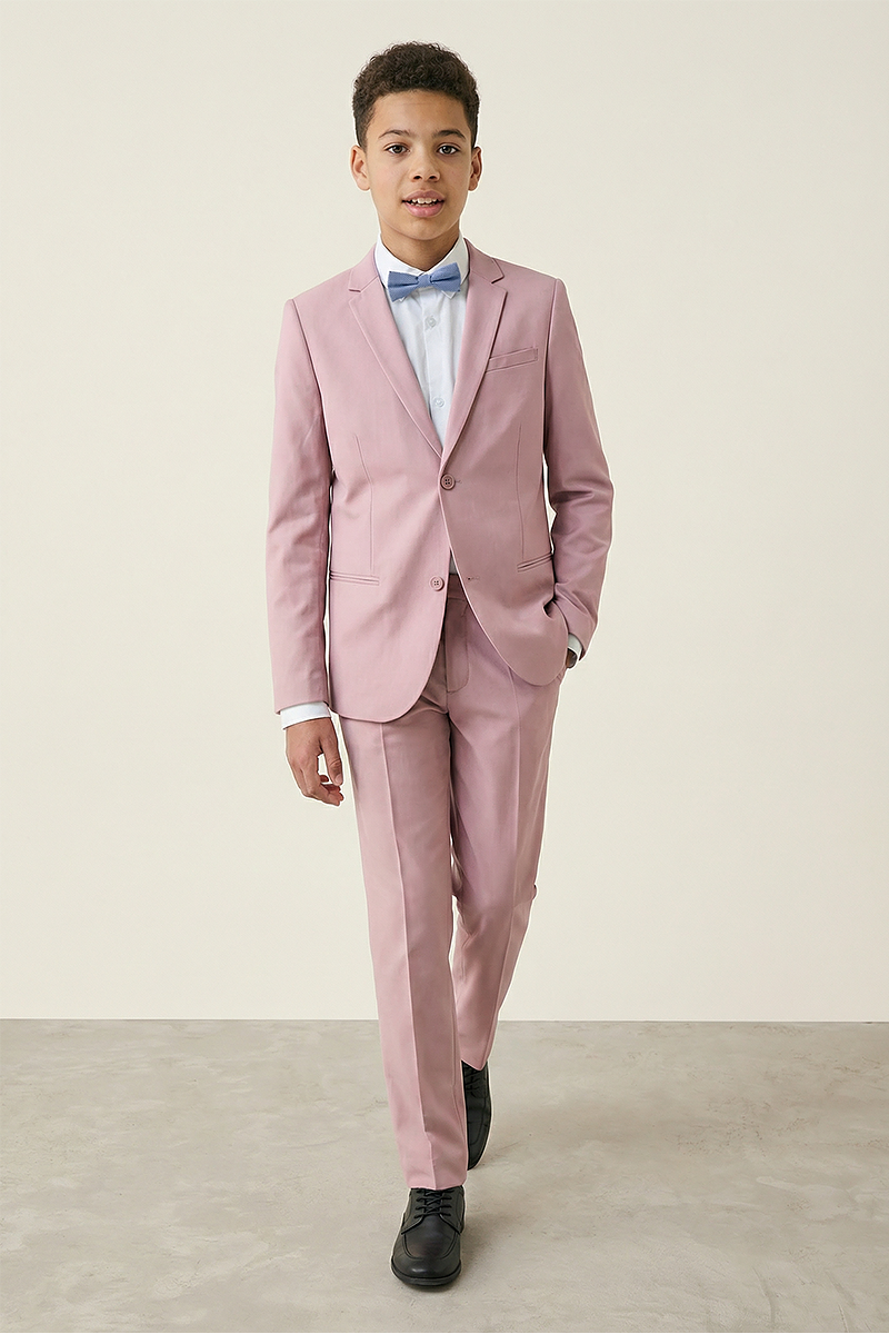 Boys Blush Pink Notch Lapel 2-Piece Suit for Formal Events