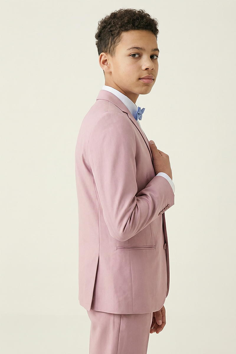 Boys Blush Pink Notch Lapel 2-Piece Suit for Formal Events