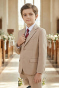 Load image into Gallery viewer, Boys Warm Beige 3-Piece Suit for Weddings with Notch Lapel
