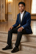 Load image into Gallery viewer, Boys Royal Blue Velvet Shawl Lapel 2-Piece Suit
