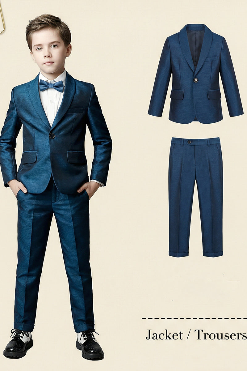 Boys Iridescent Teal Single-Breasted 2-Piece Suit for Ballroom Weddings