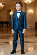 Boys Iridescent Teal Single-Breasted 2-Piece Suit for Ballroom Weddings