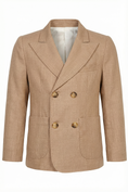 Load image into Gallery viewer, Boys Khaki Double Breasted Peak Lapel Suit Jacket
