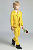 Bild in Galerie-Betrachter laden, Boys Vibrant Yellow 3-Piece Suit for Weddings with Notch Lapel

