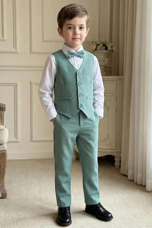 Boys Sage Green Vest & Trousers 2-Piece Suit for Rustic Outdoor Weddings