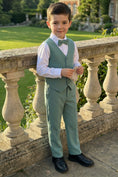 Load image into Gallery viewer, Boys Sage Green Vest & Trousers 2-Piece Suit for Rustic Outdoor Weddings
