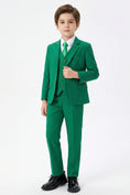 Cargar la imagen en la vista de la galería, Boys Fresh Green 3-Piece Suit for Weddings with Notch Lapel
