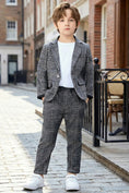 Load image into Gallery viewer, Boys Black & White Windowpane Casual 2-Piece Suit for Urban Weddings
