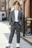 Boys Black & White Windowpane Casual 2-Piece Suit for Urban Weddings