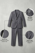 Load image into Gallery viewer, Boys Charcoal Grey Single-Breasted 2-Piece Suit for Formal Weddings
