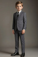 Boys Charcoal Grey Single-Breasted 2-Piece Suit for Formal Weddings