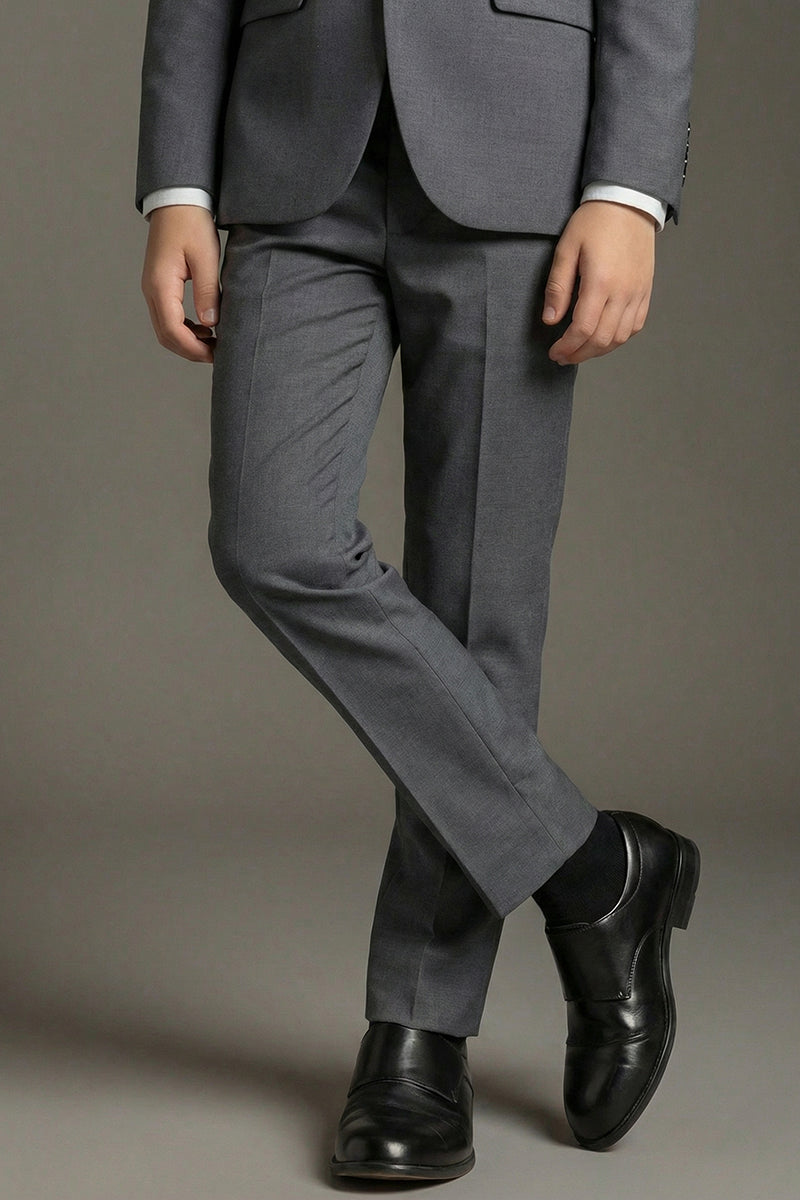 Boys Charcoal Grey Single-Breasted 2-Piece Suit for Formal Weddings