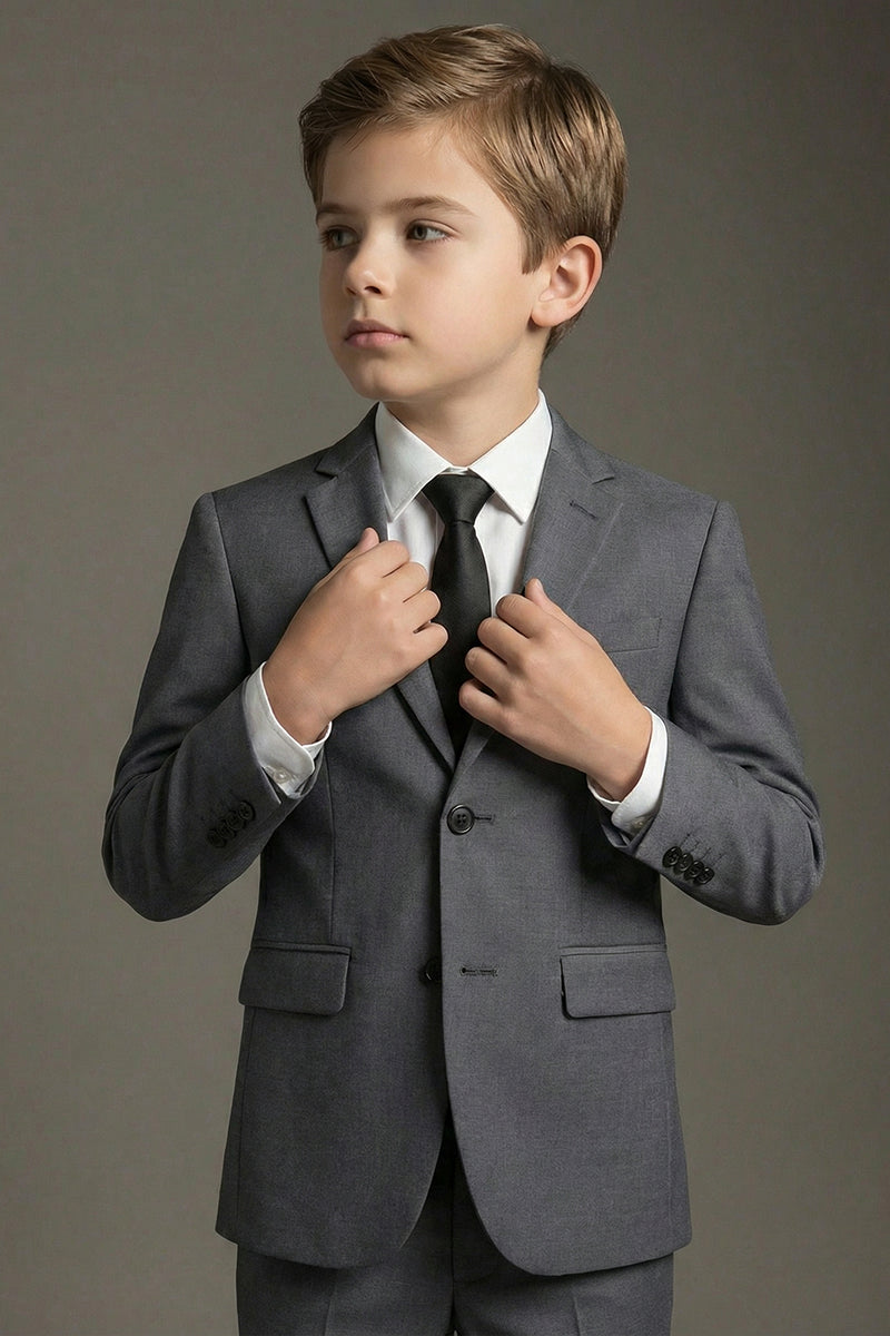 Boys Charcoal Grey Single-Breasted 2-Piece Suit for Formal Weddings