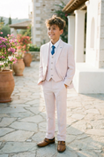 Load image into Gallery viewer, Boys Sage Green Textured 3-Piece Suit for Weddings & Formal Events
