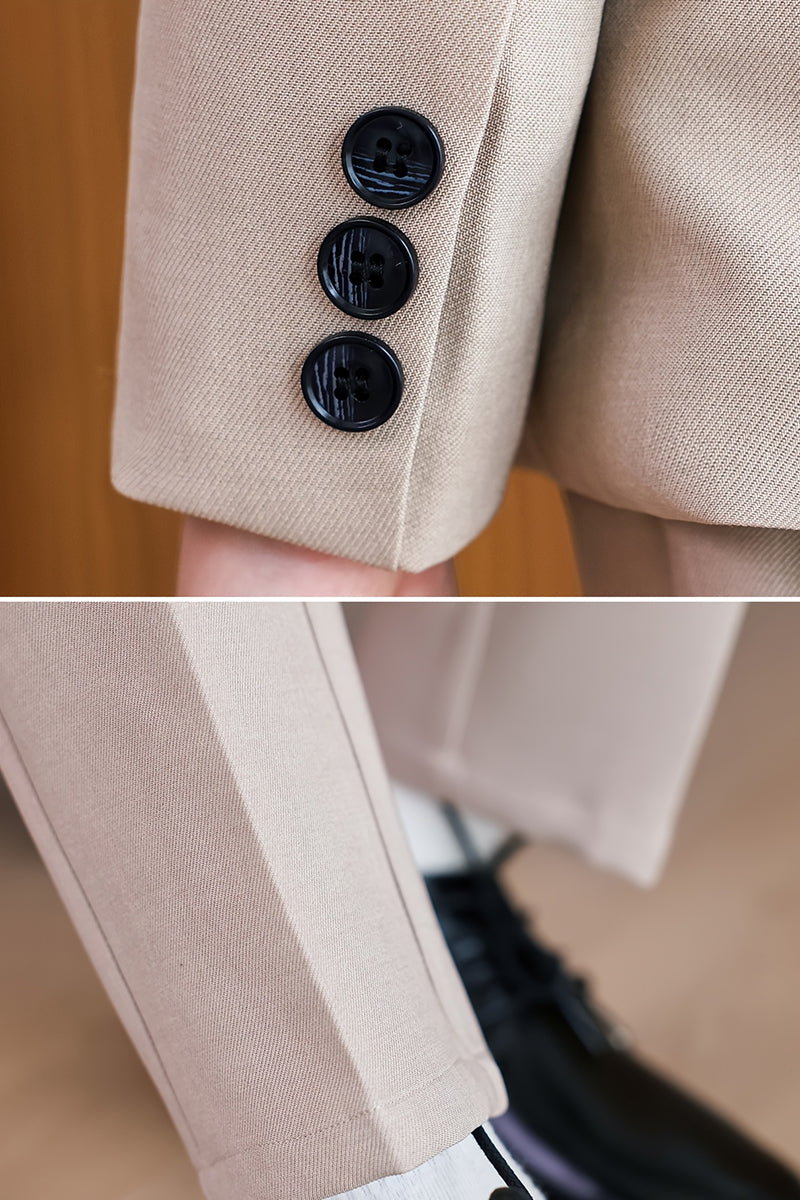 Boys Beige 3-Piece Suit for Modern Indoor Weddings