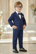 Gallery viewerに画像を読み込む, Boys Navy Blue Single-Breasted 2-Piece Suit for Formal Weddings
