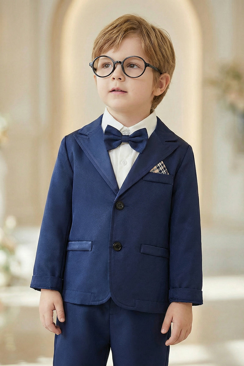 Boys Navy Blue Single-Breasted 2-Piece Suit for Formal Weddings