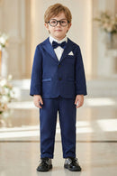 Boys Navy Blue Single-Breasted 2-Piece Suit for Formal Weddings