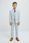 Load image into Gallery viewer, Boys Light Blue Textured 3-Piece Suit for Weddings & Formal Occasions
