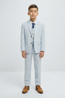 Boys Light Blue Textured 3-Piece Suit for Weddings & Formal Occasions