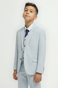 Load image into Gallery viewer, Boys Light Blue Textured 3-Piece Suit for Weddings & Formal Occasions
