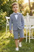 Load image into Gallery viewer, Boys Light Blue Striped 2-Piece Suit for Outdoor Weddings & Summer Events
