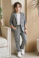 Boys Grey Glen Plaid Casual 2-Piece Suit for Modern Weddings