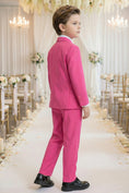 Load image into Gallery viewer, Boys Bright Pink 3-Piece Suit for Weddings with Notch Lapel
