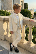 Load image into Gallery viewer, Boys Beige Pinstripe 3-Piece Suit for Country Weddings
