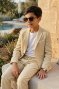 Bild in Galerie-Betrachter laden, Boys Beige Linen-Blend 2-Piece Suit for Outdoor Weddings & Summer Events

